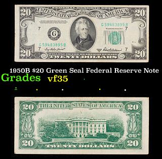1950B $20 Green Seal Federal Reserve Note Grades vf++