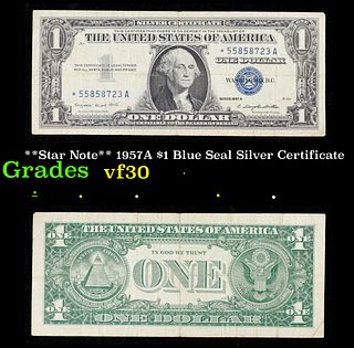 **Star Note** 1957A $1 Blue Seal Silver Certificate Grades vf++