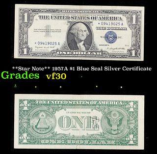 **Star Note** 1957A $1 Blue Seal Silver Certificate Grades vf++