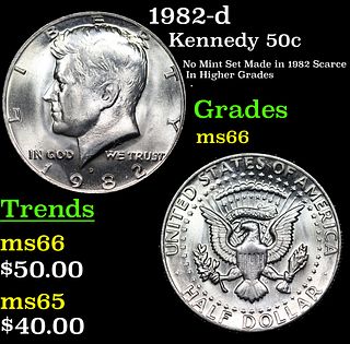 1982-d Kennedy Half Dollar 50c Grades GEM+ Unc