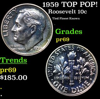 Proof 1959 Roosevelt Dime TOP POP! 10c Graded pr69 BY SEGS