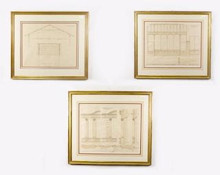 Set of 3 English Architectural Engravings,19th C.