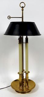 CANDLE MOTIF BRASS AND TOLE TABLE LAMP C1900