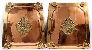 THREE STROH'S COPPER AND BRASS FLAMKESSEL PIECES