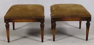 FRENCH LOUIS XVI. CARVED WALNUT FOOTSTOOLS 19TH C