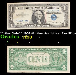 **Star Note** 1957 $1 Blue Seal Silver Certificate Grades vf++