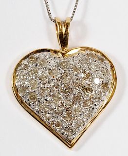 DIAMOND HEART PENDANT AND 14KT WHITE GOLD NECKLACE
