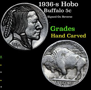 1936-s Hobo Buffalo Nickel 5c Grades Hand Carved
