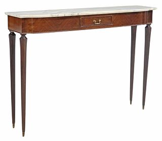 ITALIAN MID-CENTURY MODERN MARBLE-TOP ROSEWOOD CONSOLE TABLE