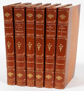 WORKS OF OLIVER GOLDSMITH LEATHER VOLUMES