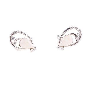 18k Gold Diamond Opal Earrings