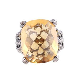 18k Gold Diamond Quartz Sapphire Ring