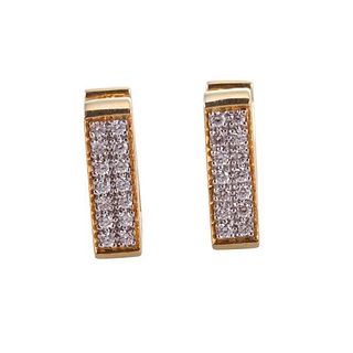 18k Gold Diamond Hoop Earrings