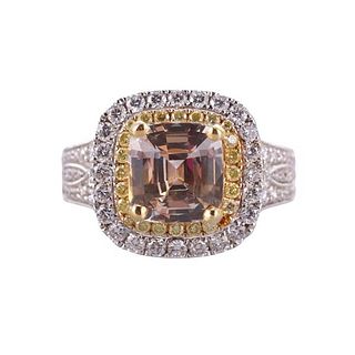 18k Two Tone Gold Diamond Sapphire Ring