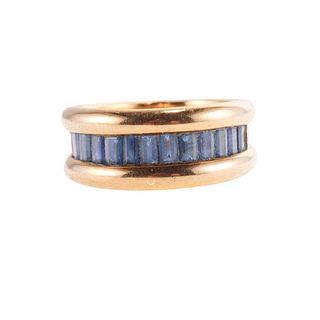 Poiray French 18k Gold Sapphire Half Band Ring