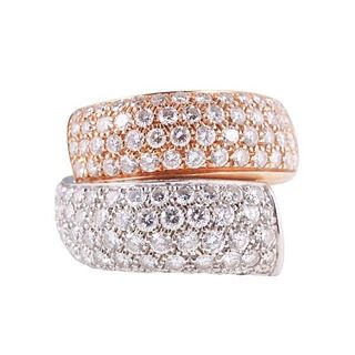 18k Two Tone Gold Bypass Diamond Ring