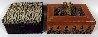 COVERED LEATHER CLAD AND FAUX FUR HINGED BOXES