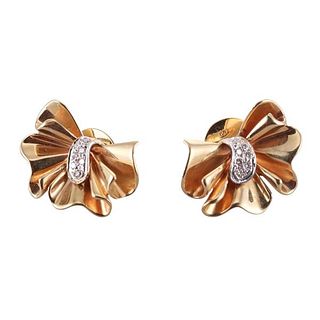 Retro 18k Gold Diamond Earrings