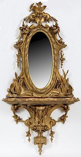 GILT WOOD CONSOLE AND MIRROR 19TH C.