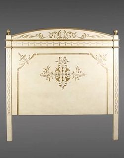 Cream Painted & Gilt Accented Queen Size Headboard