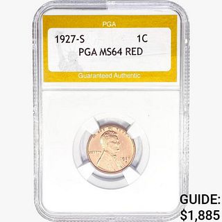 1927-S Wheat Cent PGA MS64 RED