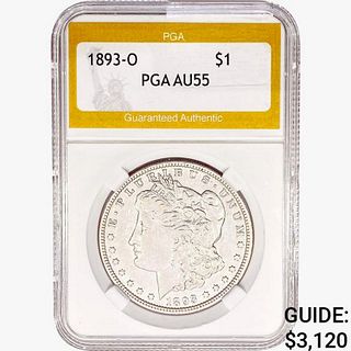 1893-O Morgan Silver Dollar PGA AU55 