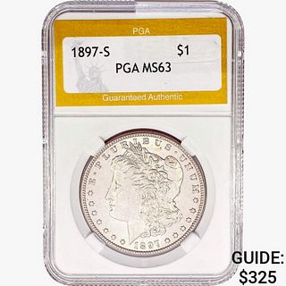 1897-S Morgan Silver Dollar PGA MS63 
