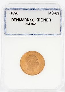 DENMARK GOLD $20 KRONER 1890
