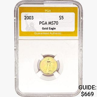 2003 $5 1/10oz. American Gold Eagle PGA MS70 