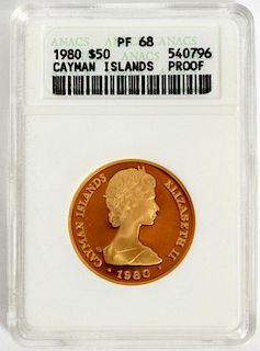 CAYMAN ISLAND GOLD $50 COIN 1980