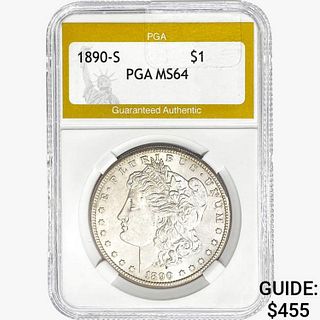 1890-S Morgan Silver Dollar PGA MS64 