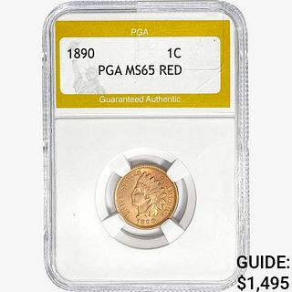1890 Indian Head Cent PGA MS65 RED