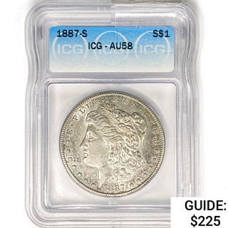 1887-S Morgan Silver Dollar ICG AU58 