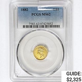 1882 Rare Gold Dollar PCGS MS62 