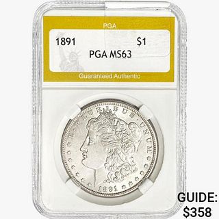 1891 Morgan Silver Dollar PGA MS63 