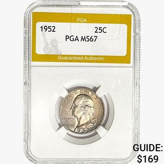 1952 Washington Silver Quarter PGA MS67 