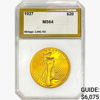 1927 $20 Gold Double Eagle PCI MS64 