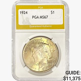 1924 Silver Peace Dollar PGA MS67 