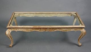 French Louis XV Style Glass Top Low Table