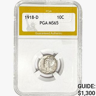 1918-D Mercury Silver Dime PGA MS65 