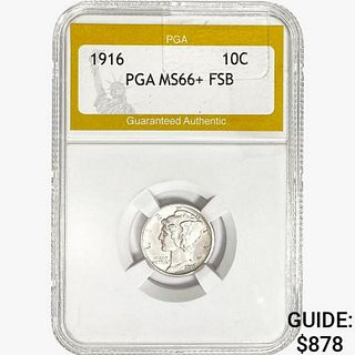 1916 Mercury Silver Dime PGA MS66+ FSB