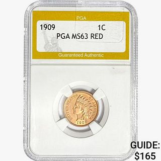 1909 Indian Head Cent PGA MS63 RED