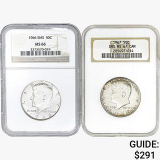 1966-1967 [2] Kennedy Half Dollar NGC MS66/67 