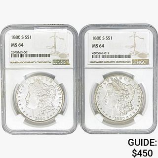 1880-S [2] Morgan Silver Dollar NGC MS64 