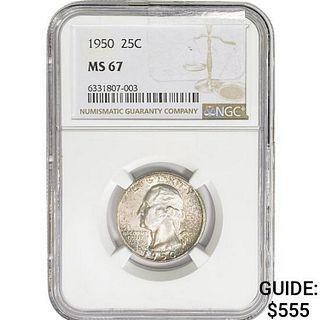 1950 Washington Silver Quarter NGC MS67 