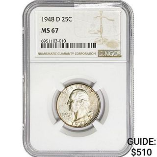 1948-D Washington Silver Quarter NGC MS67 
