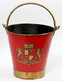ENGLISH RED PAINTED METAL BUCKET