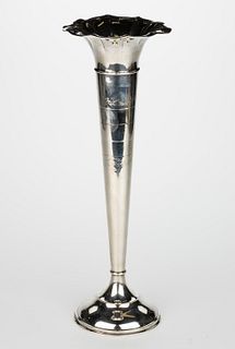 ALVIN WEIGHTED STERLING SILVER TALL TRUMPET VASE