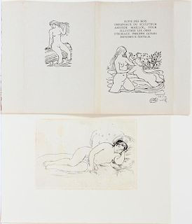 GROUP OF TWO MODERN NUDES WORKS ON PAPER