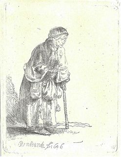 Rembrandt van Rijn - A Begger Woman Leaning on a Stick